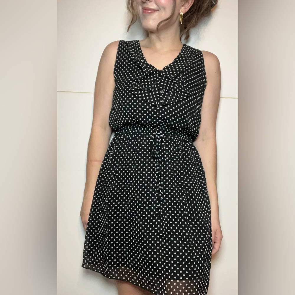 Sweet Storm Black White Polka Dot Dress Feminine
